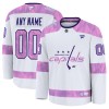 Washington Capitals Dresy Personalizované Fanatics Hockey Fights Cancer Practice 2024-25 Bílý - Pánské
